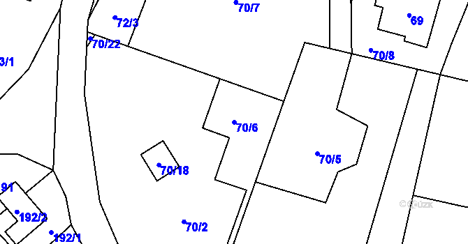 Parcela st. 70/6 v KÚ Hať, Katastrální mapa