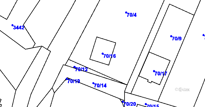 Parcela st. 70/16 v KÚ Hať, Katastrální mapa