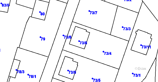 Parcela st. 73/8 v KÚ Hať, Katastrální mapa