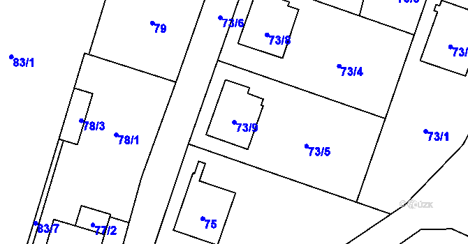 Parcela st. 73/9 v KÚ Hať, Katastrální mapa