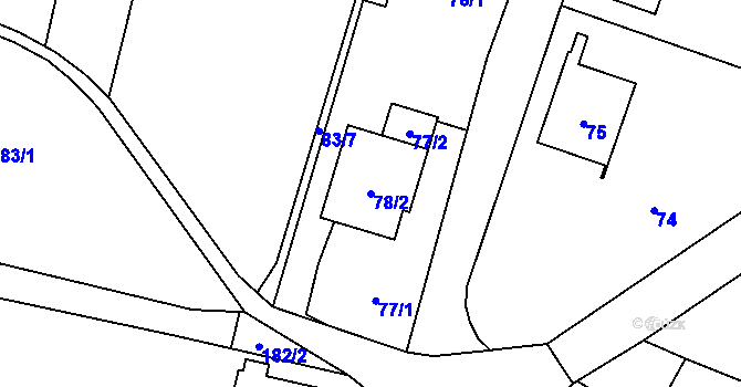 Parcela st. 78/2 v KÚ Hať, Katastrální mapa