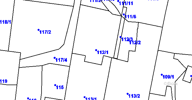 Parcela st. 112/1 v KÚ Hať, Katastrální mapa