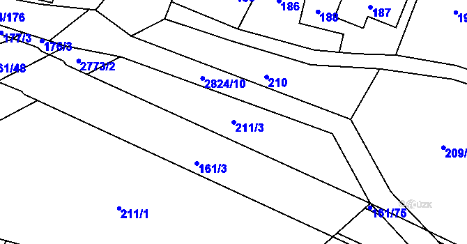 Parcela st. 211/3 v KÚ Hať, Katastrální mapa