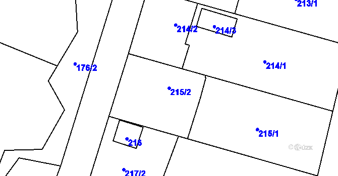 Parcela st. 215/2 v KÚ Hať, Katastrální mapa