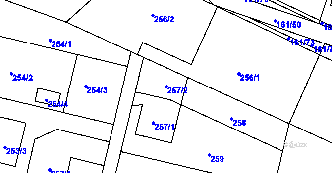 Parcela st. 257/2 v KÚ Hať, Katastrální mapa