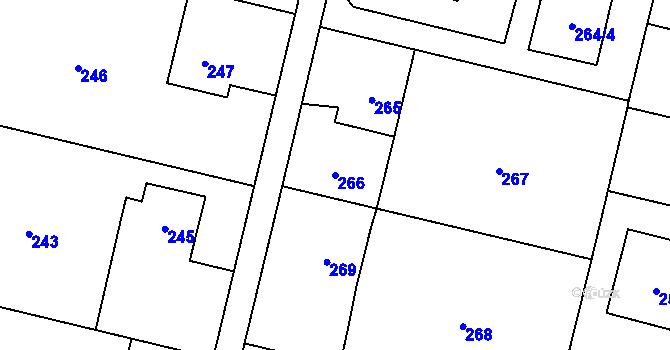 Parcela st. 266 v KÚ Hať, Katastrální mapa