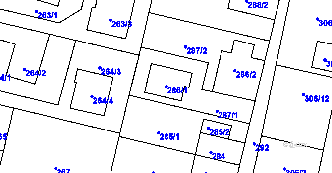 Parcela st. 286/1 v KÚ Hať, Katastrální mapa