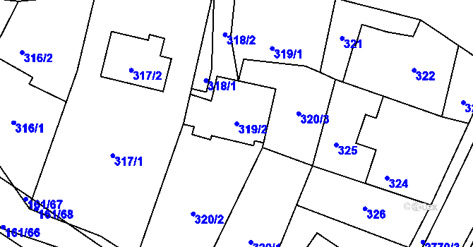 Parcela st. 319/2 v KÚ Hať, Katastrální mapa