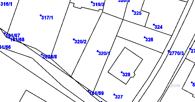 Parcela st. 320/1 v KÚ Hať, Katastrální mapa