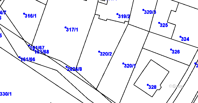 Parcela st. 320/2 v KÚ Hať, Katastrální mapa