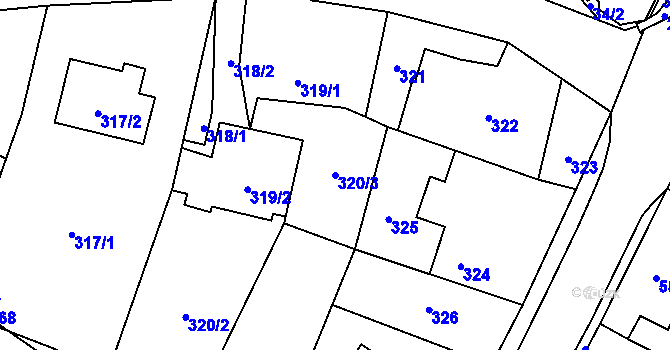 Parcela st. 320/3 v KÚ Hať, Katastrální mapa