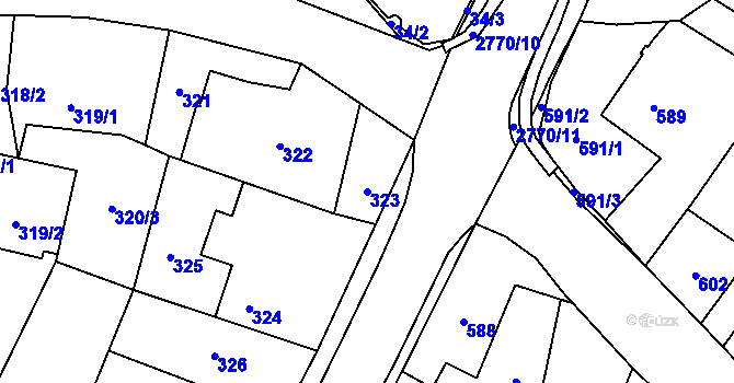 Parcela st. 323 v KÚ Hať, Katastrální mapa