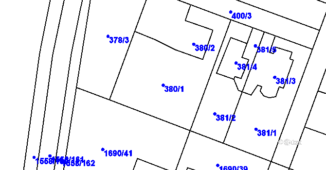 Parcela st. 380/1 v KÚ Hať, Katastrální mapa