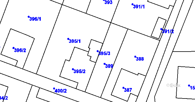 Parcela st. 395/3 v KÚ Hať, Katastrální mapa