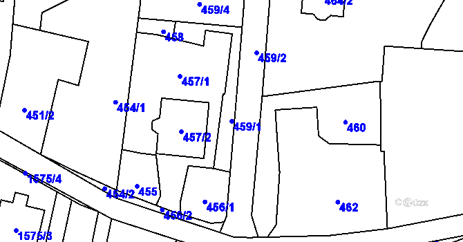Parcela st. 459/1 v KÚ Hať, Katastrální mapa