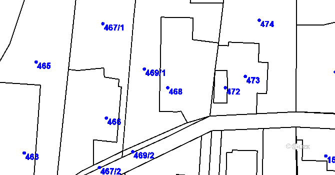 Parcela st. 468 v KÚ Hať, Katastrální mapa