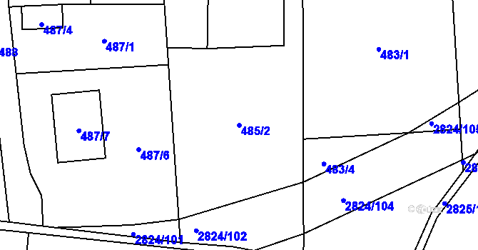 Parcela st. 485/2 v KÚ Hať, Katastrální mapa