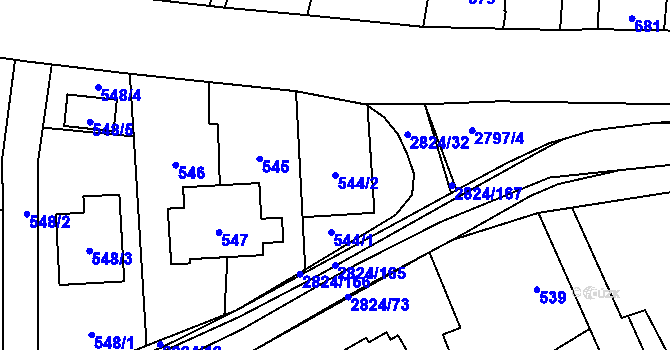 Parcela st. 544/2 v KÚ Hať, Katastrální mapa