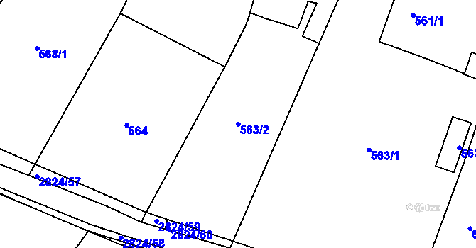 Parcela st. 563/2 v KÚ Hať, Katastrální mapa