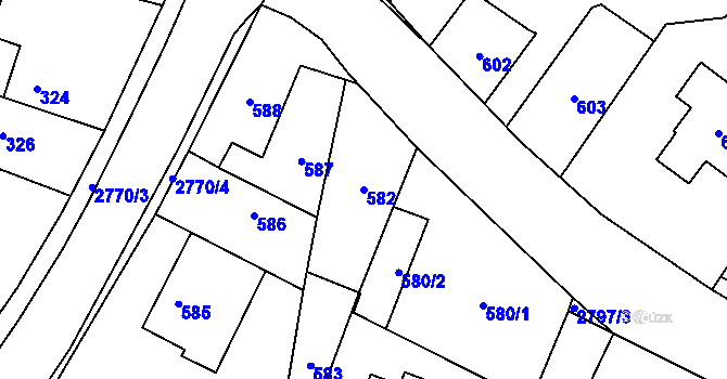 Parcela st. 582 v KÚ Hať, Katastrální mapa