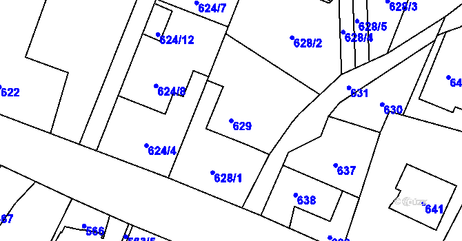 Parcela st. 629 v KÚ Hať, Katastrální mapa