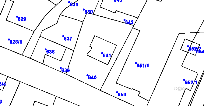 Parcela st. 641 v KÚ Hať, Katastrální mapa