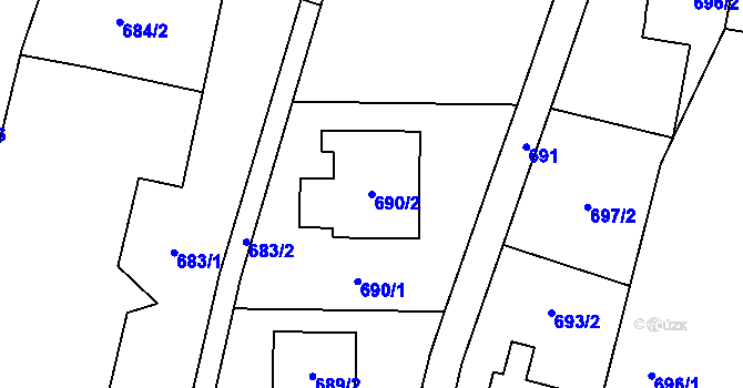 Parcela st. 690/2 v KÚ Hať, Katastrální mapa