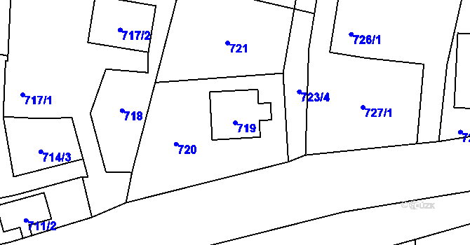 Parcela st. 719 v KÚ Hať, Katastrální mapa