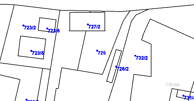 Parcela st. 725 v KÚ Hať, Katastrální mapa