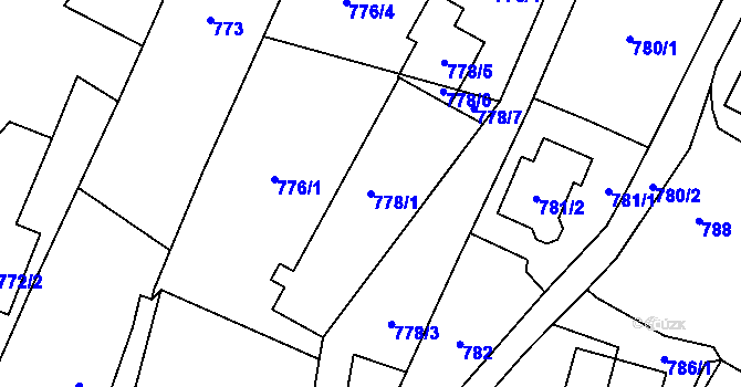 Parcela st. 778/1 v KÚ Hať, Katastrální mapa