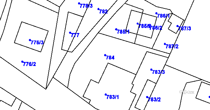 Parcela st. 784 v KÚ Hať, Katastrální mapa