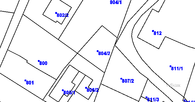 Parcela st. 804/2 v KÚ Hať, Katastrální mapa