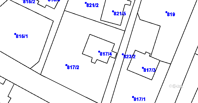 Parcela st. 817/4 v KÚ Hať, Katastrální mapa
