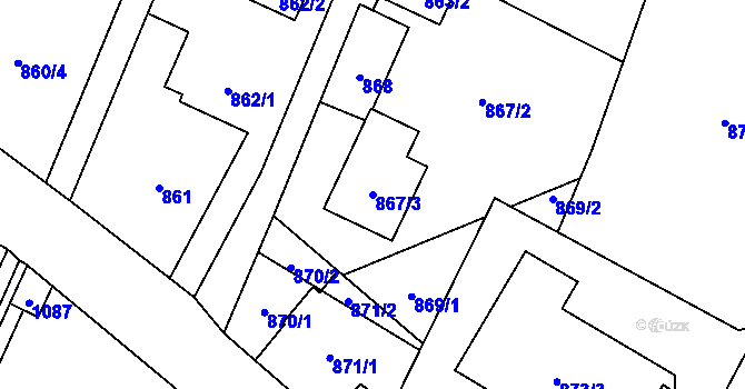 Parcela st. 867/3 v KÚ Hať, Katastrální mapa