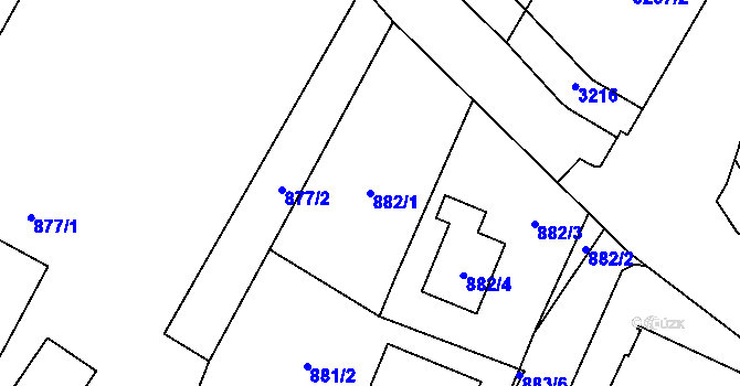 Parcela st. 882/1 v KÚ Hať, Katastrální mapa