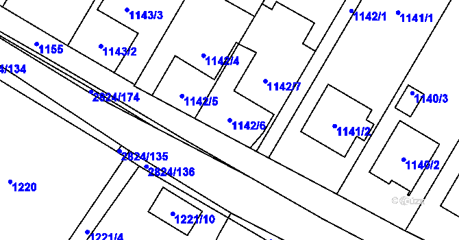 Parcela st. 1142/6 v KÚ Hať, Katastrální mapa