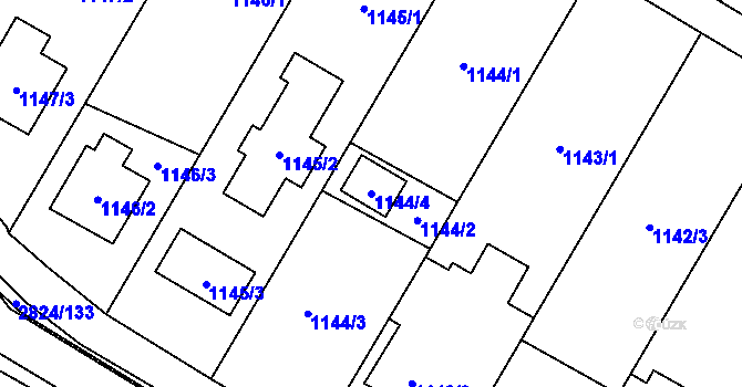 Parcela st. 1144/4 v KÚ Hať, Katastrální mapa