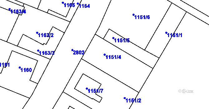 Parcela st. 1151/4 v KÚ Hať, Katastrální mapa