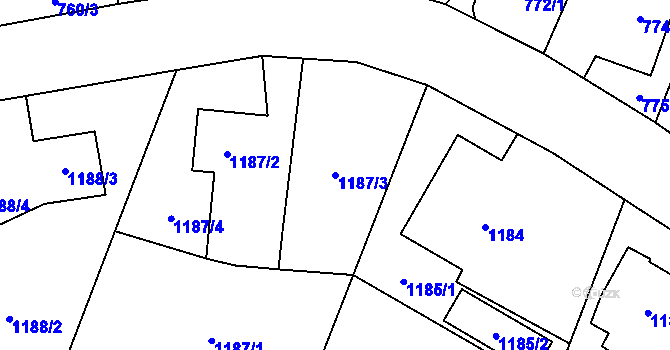 Parcela st. 1187/3 v KÚ Hať, Katastrální mapa