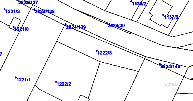 Parcela st. 1222/3 v KÚ Hať, Katastrální mapa