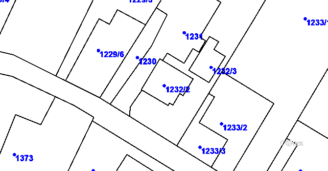Parcela st. 1232/2 v KÚ Hať, Katastrální mapa