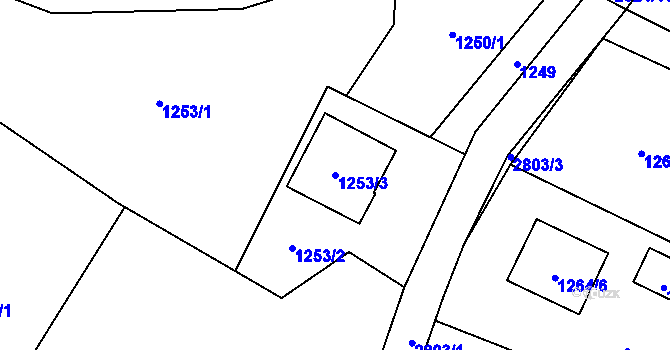 Parcela st. 1253/3 v KÚ Hať, Katastrální mapa
