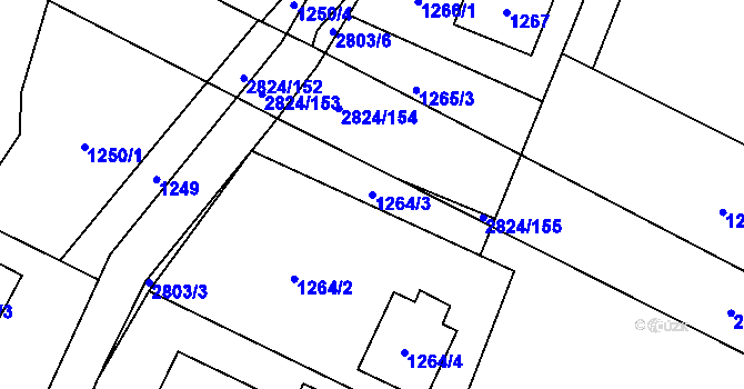 Parcela st. 1264/3 v KÚ Hať, Katastrální mapa
