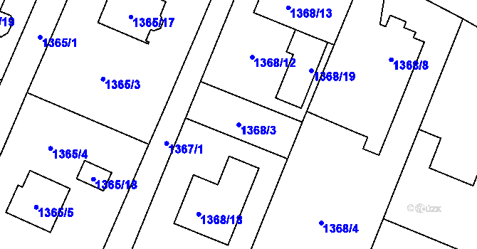 Parcela st. 1368/3 v KÚ Hať, Katastrální mapa