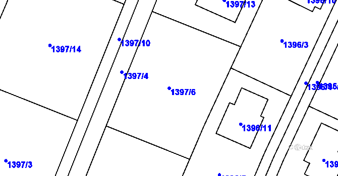 Parcela st. 1397/6 v KÚ Hať, Katastrální mapa