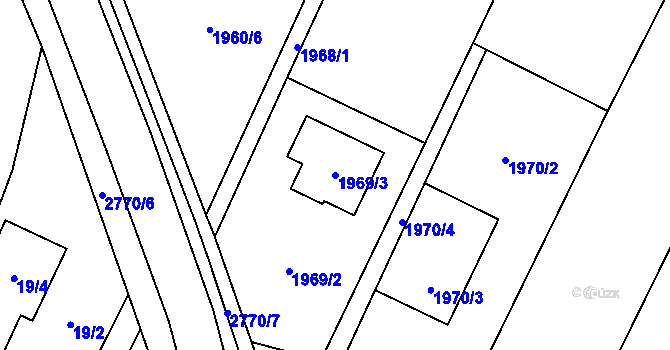 Parcela st. 1969/3 v KÚ Hať, Katastrální mapa