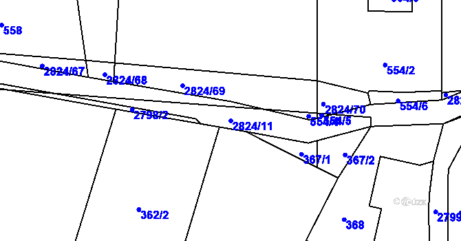 Parcela st. 2824/11 v KÚ Hať, Katastrální mapa
