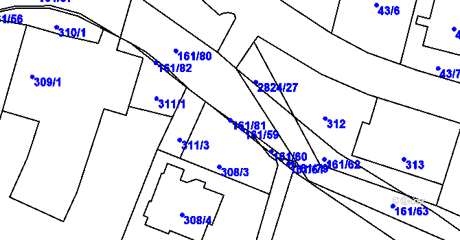 Parcela st. 161/81 v KÚ Hať, Katastrální mapa