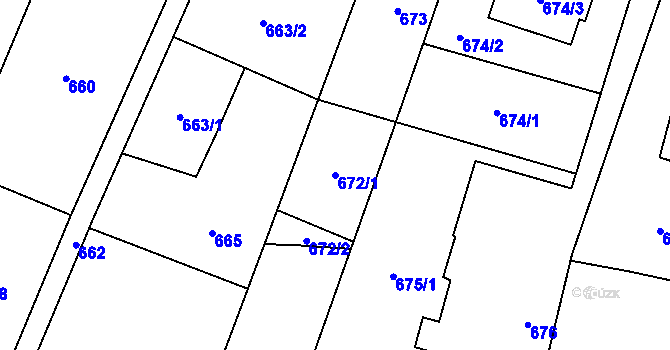Parcela st. 672/1 v KÚ Hať, Katastrální mapa