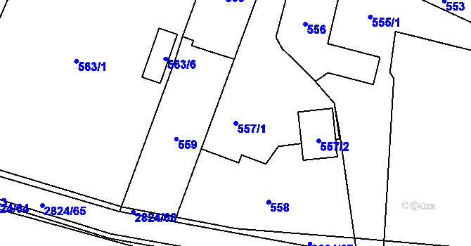 Parcela st. 557/1 v KÚ Hať, Katastrální mapa